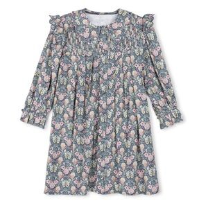 One Child Fawn Floral Pleated Detail Dress Girls 14 Pink / Green Short Length